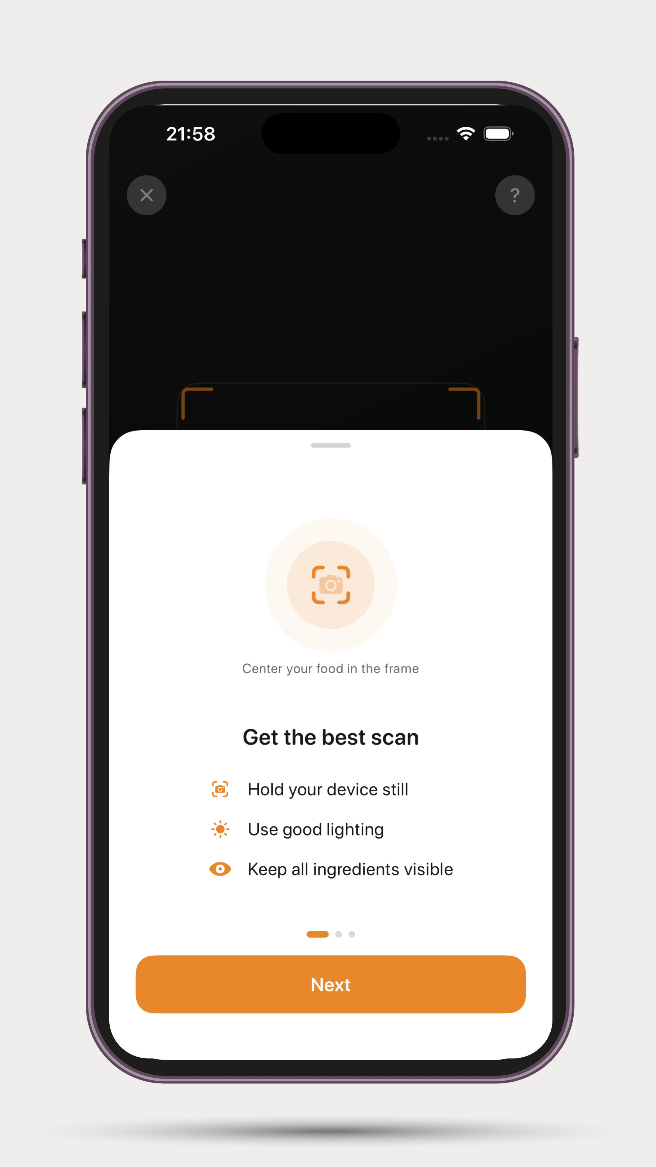 Scan tips for best food photo recognition
